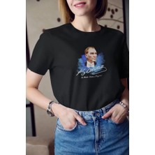Alyn Wear Unisex Bisiklet Yaka Baskılı Oversize T-Shirt - Siyah