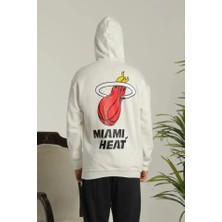 Alyn Wear Erkek Sırt Baskılı Oversize Üç Iplik Kapüşonlu Sweatshirt - Beyaz
