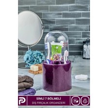 Poomy 7 Bölmeli Fanuslu Simli Tasarımlı Diş Fırçalık Organizeri