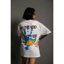 Alyn Wear Unisex Bisiklet Yaka Baskılı Oversize T-Shirt - Beyaz