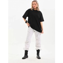 Alyn Wear Unisex Bisiklet Yaka 20/1 Düz Oversize T-Shirt - Siyah