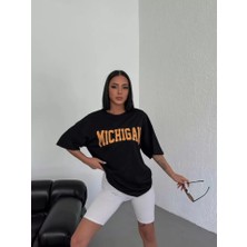 Alyn Wear Unisex Bisiklet Yaka Baskılı Oversize T-Shirt - Beyaz