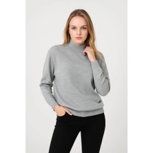 Alyn Wear Yarım Boğaz Triko Kazak Yumuşak Dokulu Pamuklu Ince Dokuma, Uzun Kollu Rahat Regular Kalıp - Gri