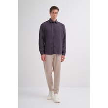 Cazador Erkek Tencel Regular Fit Gömlek Uzun Kol 20610 Antrasit