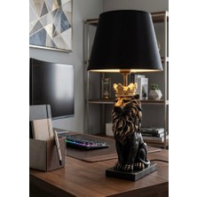 Mirsa Global Modern Aslan Kral Büst Abajur Heykel  – Siyah Şapka Dekoratif Masa Lambası, Şık Salon & Yatak Odası Aydınlatma