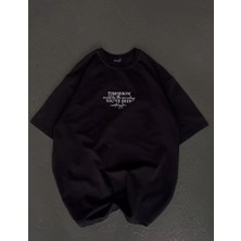 Alyn Wear Unisex Bisiklet Yaka Baskılı Oversize T-Shirt - Siyah