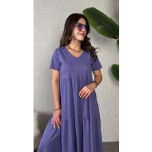 Alyn Wear Kadın Kısa Kollu V Yakalı Viskon Elbise