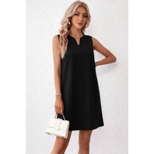 Alyn Wear Kadın Askılı V Yakalı Mini Ithal Krep Elbise