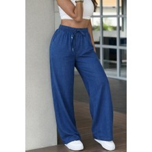 Alyn Wear Kadın Yüksek Bel Lastikli Bağcıklı Kot Pantolon