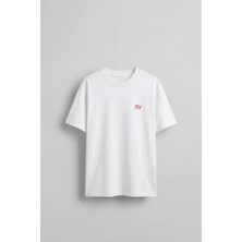 Abluka Online Erkek Oversize Antik Mühür Kabartmalı Baskılı T-Shirt Beyaz