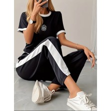 Alyn Wear Kadın Kısa Kollu Bisiklet Yaka Viskon Iki Iplik Bluz ve Pantolon Ikili Takım