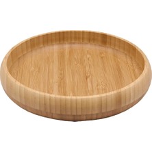MİEN Mien Bambu Çukur Tabak - 20X3,5 cm - Doğal Ahşap Çerezlik ve Sunum Kasesi