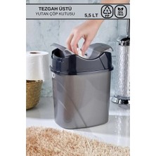 Poomy Gri-Siyah Renkli 5,5 Litre Tezgah Üstü Yutan Çöp Kovası
