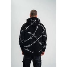 Alyn Wear Polızeı Premium Kalite Kapşonlu Varak ve Pano Baskılı Sweatshirt - Siyah
