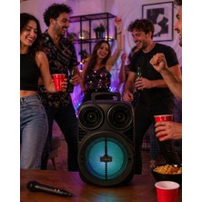 Marsilyan Kablosuz Karaoke Hoparlör Mikrofonlu Rgb Işıklı 6.5 Inç Bluetooth Speaker Taşınabilir