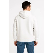 Alyn Wear Erkek Üç Iplik Kapüşonlu Tam Fermuarlı Kanguru Çepli Sweatshirt Hoodie - Beyaz