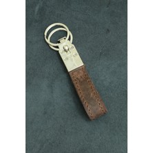 Akronium Leather Çift Metal Halkalı Deri Anahtarlık