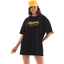 Alyn Wear Unisex Bisiklet Yaka Baskılı Oversize T-Shirt - Siyah