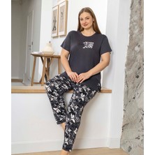 Lodos Store Aydoğan Kadın Büyük Beden Esnek Kısa Kollu Viskon Pijama Takımı