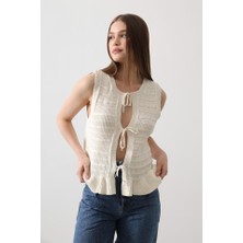 Alyn Wear Önü Bağlamalı Yelek - Ekru