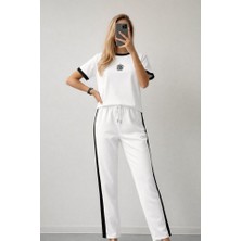 Alyn Wear Kadın Kısa Kollu Bisiklet Yaka Viskon Iki Iplik Bluz ve Pantolon Ikili Takım