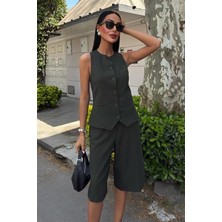 Alyn Wear Midi Şortlu ve Yelekli Viscon Takım 10167