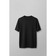 Abluka Online Erkek Slim Fit Bisiklet Yaka Triko Yaka T-Shirt Siyah