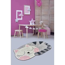 Resmiro Kaymaz Taban Yıkanabilir Çocuk Halısı Kedi Desenli Renkli Klasik Tema 100 x 200 cm