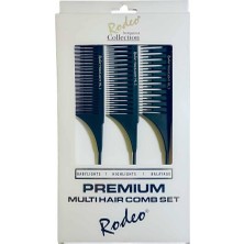Rodeo Premium Multi Hair 3'lü Krepe Tarak Seti Isıya Dayanıklı Hafif ve Ergonomik Tasarım