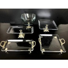 Assa Bazaar 5 Parça Gümüş Döküm Ayaklı Sunumluk Set | Pasta – Kurabiye – Tatlı – Servis Tabağı
