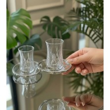 Assa Bazaar 12 Parça 6 Kişilik Kristal Kesim Cam Çay Takımı – Bardak ve Tabak Seti
