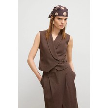 Love My Body Moda Tutkusu Toka Detaylı Şal Yaka Yelek Kahve 179M2301000