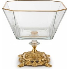 Assa Bazaar Paşabahçe Metal Ayaklı Gold Detaylı Cam Büyük Boy Salata & Sunum Kasesi 2,05L