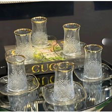 Assa Bazaar 12 Parça Gerçek Yaldızlı Timeless Çay Seti | 6 Bardak & 6 Tabak