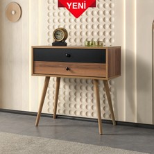 EVMO Home Vita 5206 ( AHŞAP AYAKLI ) Dresuar , 2 Çekmeceli , Şifonyer , Antre , Salon , Söğüt - Siyah