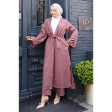 Missvalle Apolet Detaylı Kimono Takım Gül Kurusu 19253