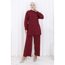 Missvalle Minimal Taşlı Takım Bordo 19367