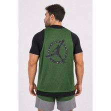 Nike Jordan x Off White Mens T-Shirt Atlet Detaylı Erkek Pamuklu Tişört Yeşil Siyah