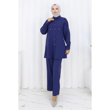 Missvalle Minimal Taşlı Takım Indigo 19367