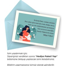 Canvela 1 Adet Anneler Günü Özel Not Yazılı Isme Özel Kişiselleştirilebilir 13X18 cm Mavi Zarf ve Not Kartı Seti