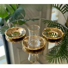 Assa Bazaar 12 Parça 6 Kişilik Gold Metal Çerçeveli Çay Seti – Bardak & Metal Tabak Takımı
