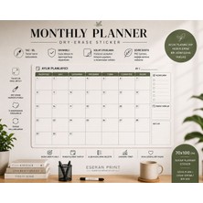 Eseran Print Dry Erase Aylık Duvar Planlayıcı (70X100 Cm) – Monthly Planner