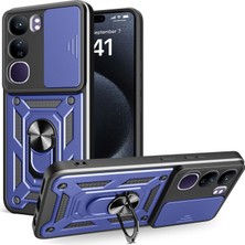 Teleplus Vivo V40 Lite Kılıf Magnetik Standlı Kamera Korumalı Slide Sürgülü Cover Kapak