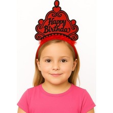 Practika Kırmızı Prenses Tacı Happy Birthday 3-10 Yaş Doğum Günü Aksesuarı