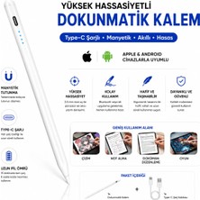 Qasul Manyetik Şarjlı Stylus Kalem Type-C Şarjlı Tablet Kalemi Hassas Uçlu Dokunmatik Kalem
