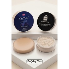 Wonderway Yoğun Kapatıcı Porselen Fondöten & Transparan Pudra Set No:2 Buğday Ten Sünger ve Göz Kalemi ile