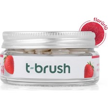 T-Brush Çilek Aromalı Vegan Diş Macunu Tableti Florürlü Pratik Kullanım