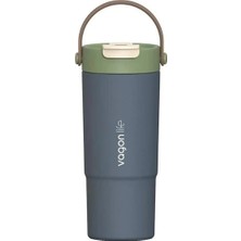 Vagonlife Çelik Pipetli/pipetsiz Kullanım Silikon El Askılı Matara/termos VGN1102 660ML  - Lacivert