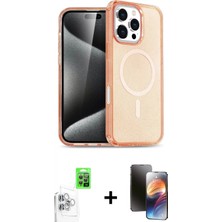Marsilyan™- iPhone 16 Pro Kılıf Nova Asil Prime - Siyah 3D Antistatik Mat Seramik Nano Ekran Koruyucu + Beyaz Raze Metal Kamera Lens