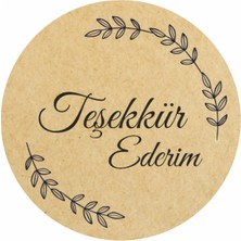 64 Adet 4 cm Kraft Görünüm Yapışkanlı Teşekkür Ederim Kuşe Sticker Etiket Çıkartma Hediye Paketleri